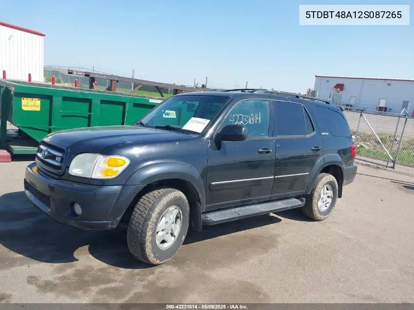 2002 Toyota Sequoia Limited V8 VIN: 5TDBT48A12S087265 Lot: 42231014