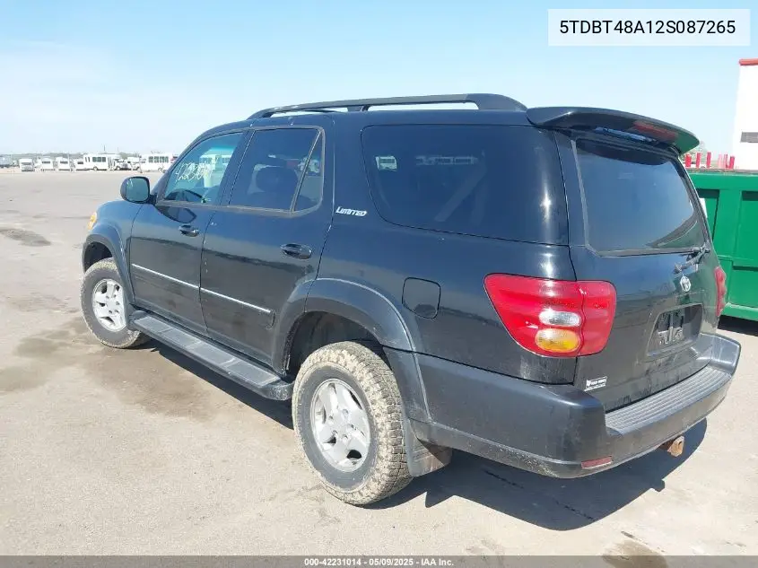 2002 Toyota Sequoia Limited V8 VIN: 5TDBT48A12S087265 Lot: 42231014