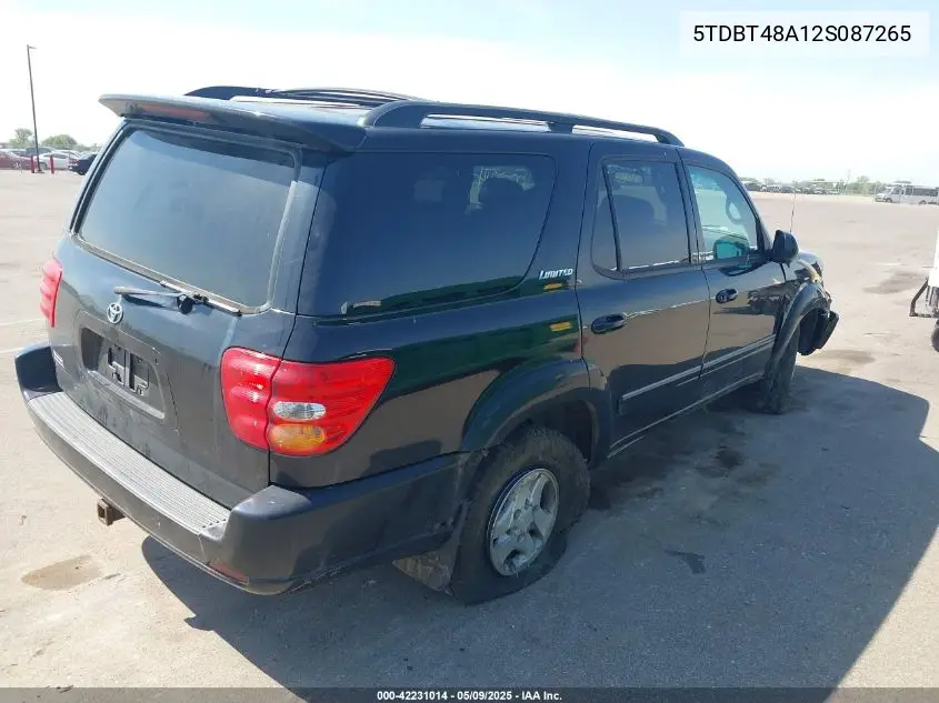 2002 Toyota Sequoia Limited V8 VIN: 5TDBT48A12S087265 Lot: 42231014