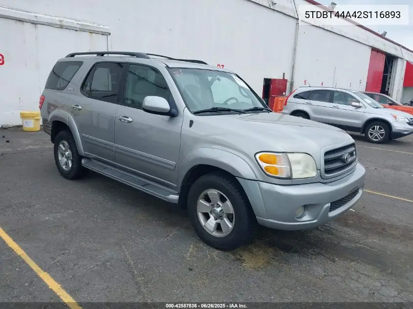 2002 Toyota Sequoia Sr5 V8 VIN: 5TDBT44A42S116893 Lot: 42587836