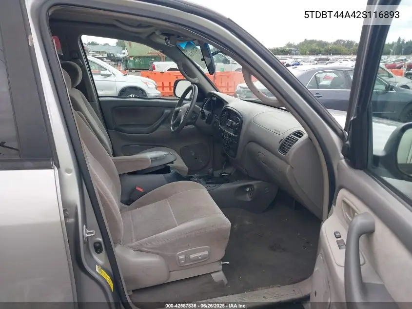 2002 Toyota Sequoia Sr5 V8 VIN: 5TDBT44A42S116893 Lot: 42587836