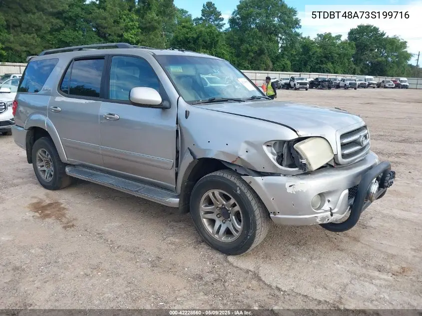 2003 Toyota Sequoia Limited V8 VIN: 5TDBT48A73S199716 Lot: 42228560