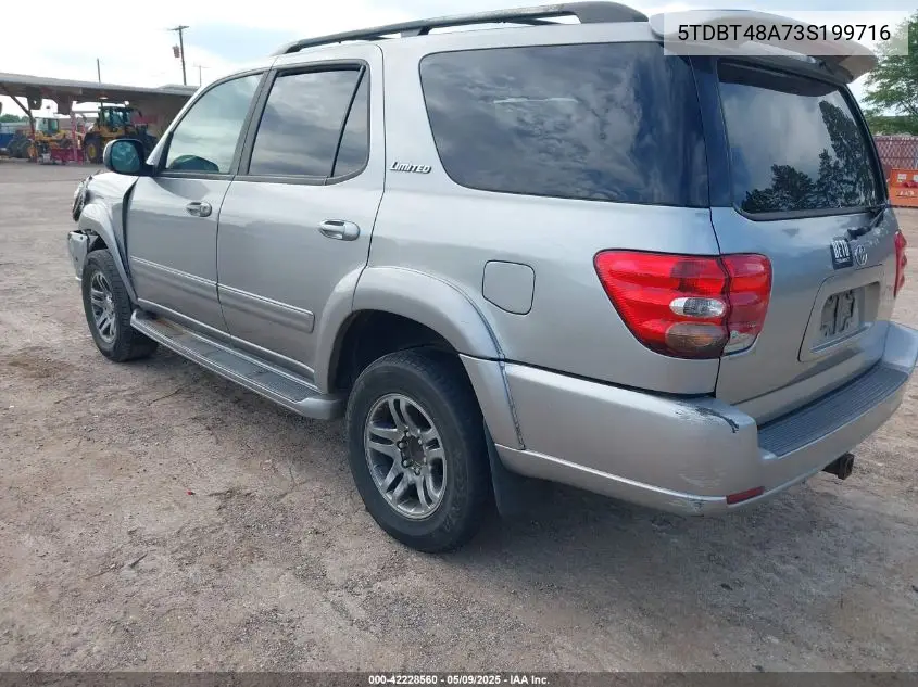 2003 Toyota Sequoia Limited V8 VIN: 5TDBT48A73S199716 Lot: 42228560