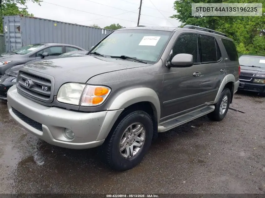 2003 Toyota Sequoia Sr5 V8 VIN: 5TDBT44A13S196235 Lot: 42236916