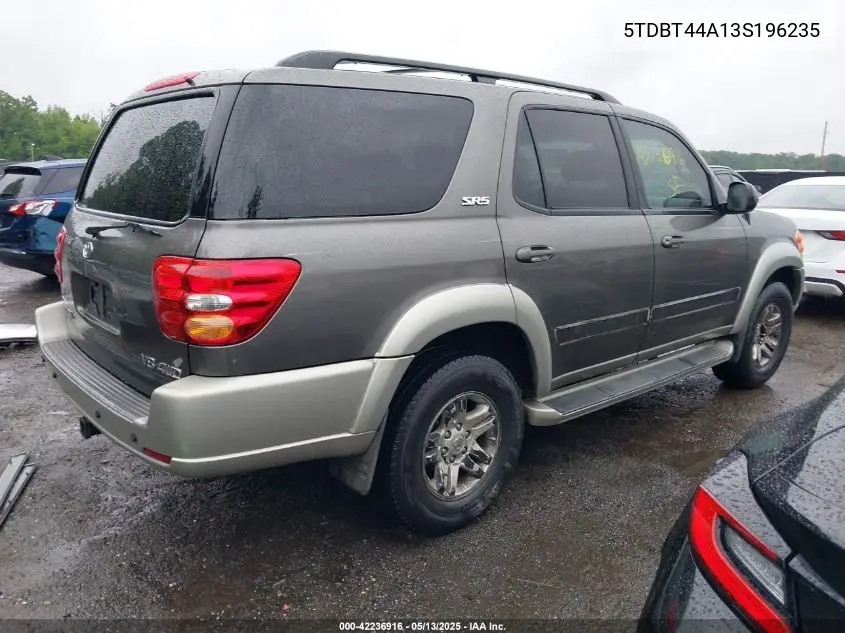 2003 Toyota Sequoia Sr5 V8 VIN: 5TDBT44A13S196235 Lot: 42236916