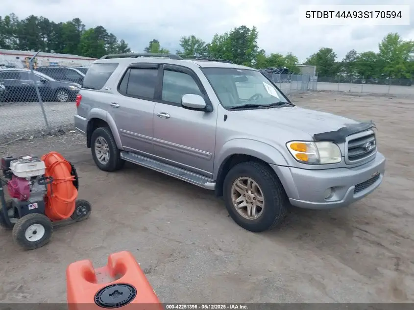 2003 Toyota Sequoia Sr5 V8 VIN: 5TDBT44A93S170594 Lot: 42251396