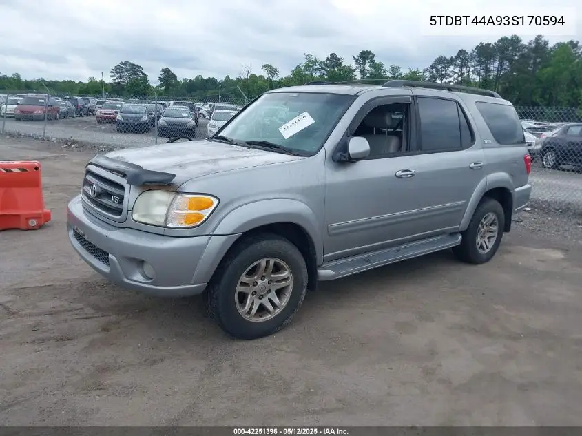 2003 Toyota Sequoia Sr5 V8 VIN: 5TDBT44A93S170594 Lot: 42251396