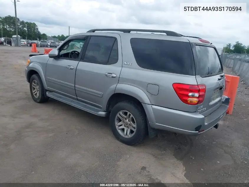 2003 Toyota Sequoia Sr5 V8 VIN: 5TDBT44A93S170594 Lot: 42251396