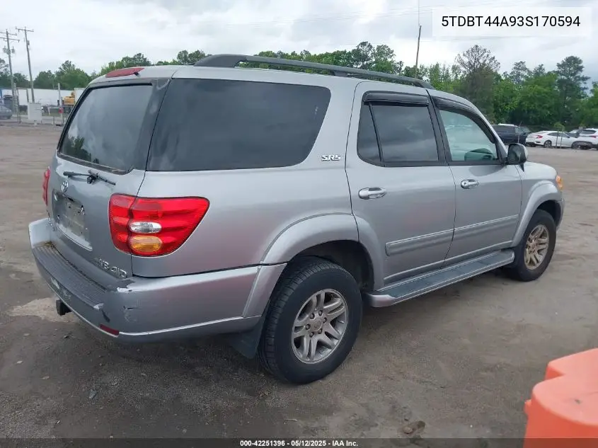 2003 Toyota Sequoia Sr5 V8 VIN: 5TDBT44A93S170594 Lot: 42251396