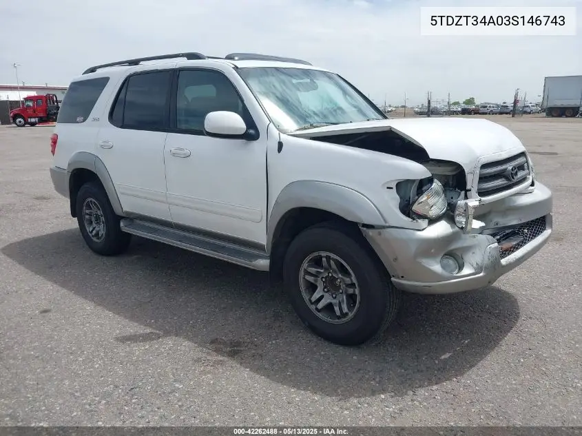 2003 Toyota Sequoia Sr5 V8 VIN: 5TDZT34A03S146743 Lot: 42262488