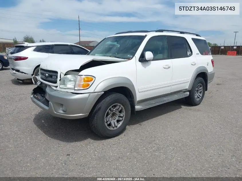 2003 Toyota Sequoia Sr5 V8 VIN: 5TDZT34A03S146743 Lot: 42262488