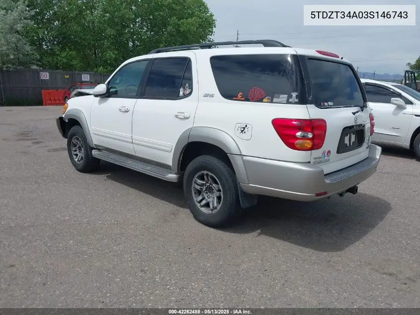 2003 Toyota Sequoia Sr5 V8 VIN: 5TDZT34A03S146743 Lot: 42262488