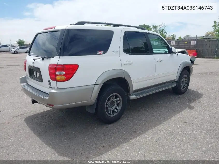 2003 Toyota Sequoia Sr5 V8 VIN: 5TDZT34A03S146743 Lot: 42262488