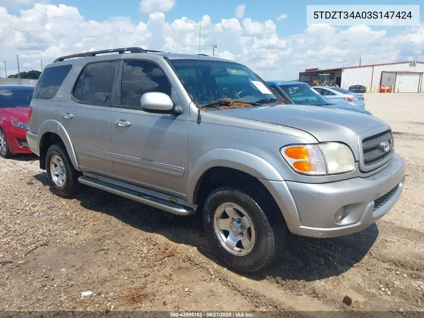 2003 Toyota Sequoia Sr5 VIN: 5TDZT34A03S147424 Lot: 42595162