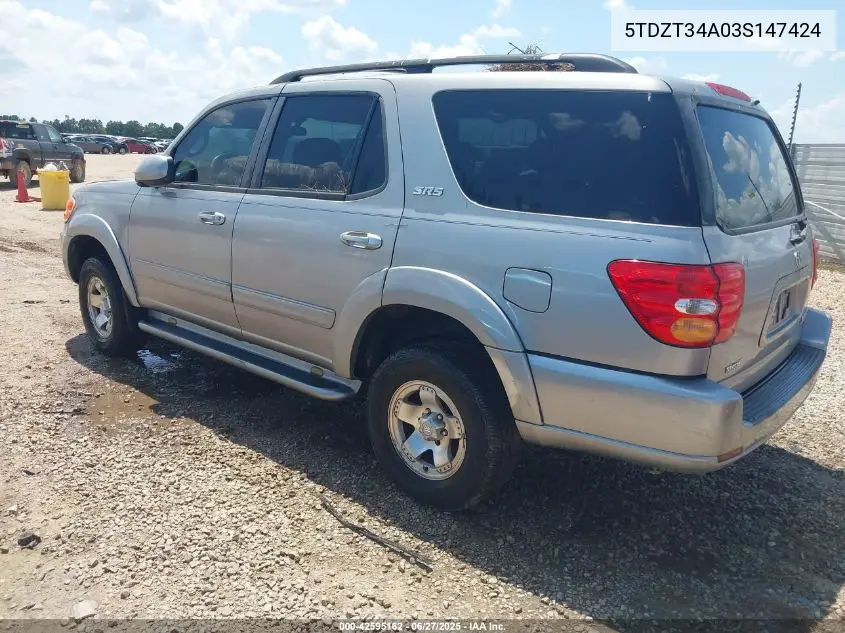 2003 Toyota Sequoia Sr5 VIN: 5TDZT34A03S147424 Lot: 42595162