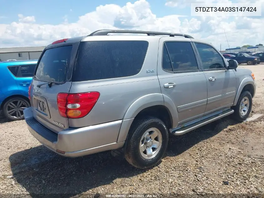 2003 Toyota Sequoia Sr5 VIN: 5TDZT34A03S147424 Lot: 42595162