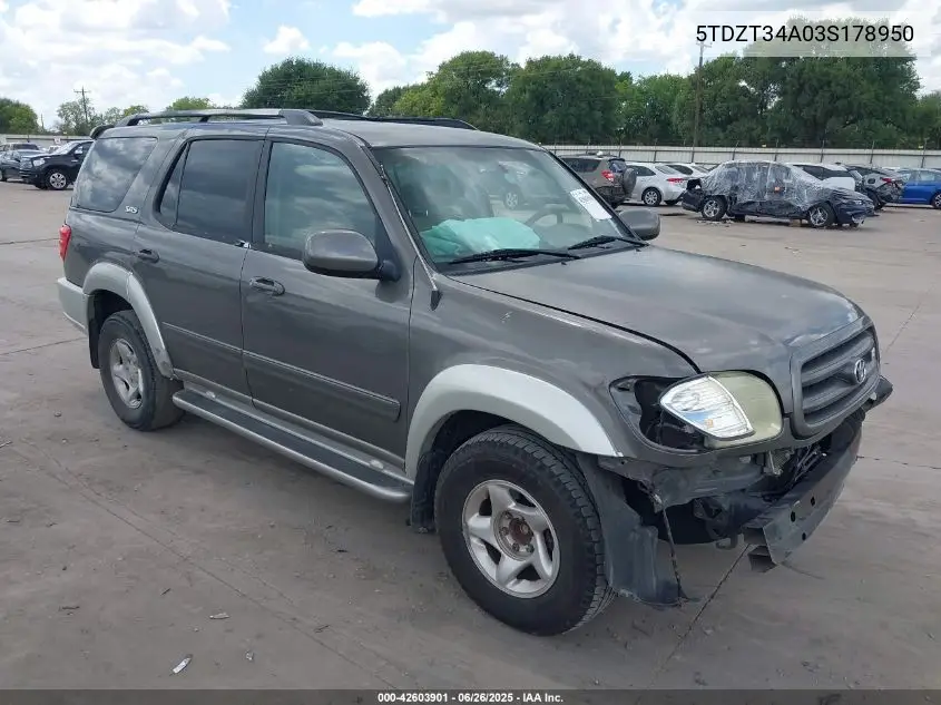 2003 Toyota Sequoia Sr5 V8 VIN: 5TDZT34A03S178950 Lot: 42603901