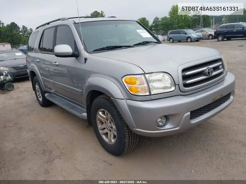2003 Toyota Sequoia Limited V8 VIN: 5TDBT48A63S161331 Lot: 42615551