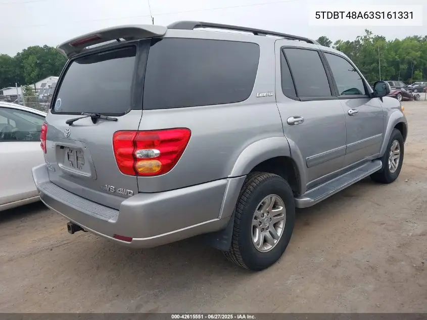 2003 Toyota Sequoia Limited V8 VIN: 5TDBT48A63S161331 Lot: 42615551