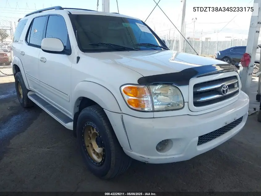 2004 Toyota Sequoia Limited V8 VIN: 5TDZT38A34S233175 Lot: 42229211