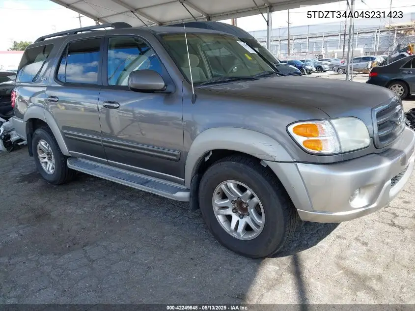 2004 Toyota Sequoia Sr5 V8 VIN: 5TDZT34A04S231423 Lot: 42249848