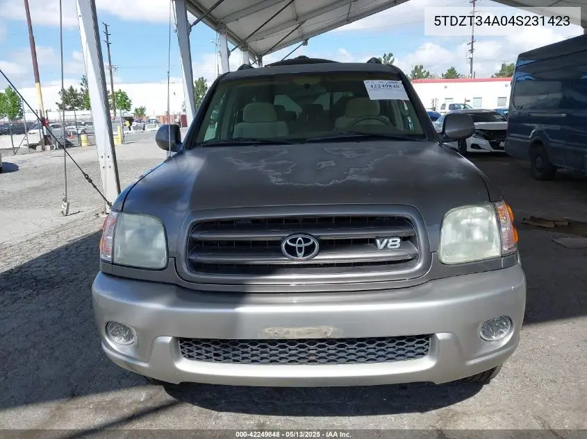 2004 Toyota Sequoia Sr5 V8 VIN: 5TDZT34A04S231423 Lot: 42249848