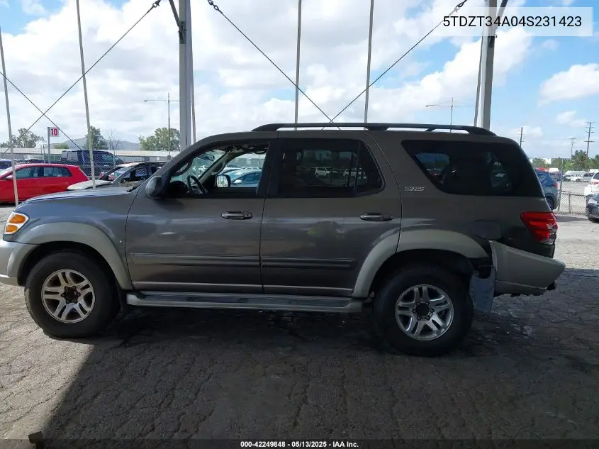 2004 Toyota Sequoia Sr5 V8 VIN: 5TDZT34A04S231423 Lot: 42249848