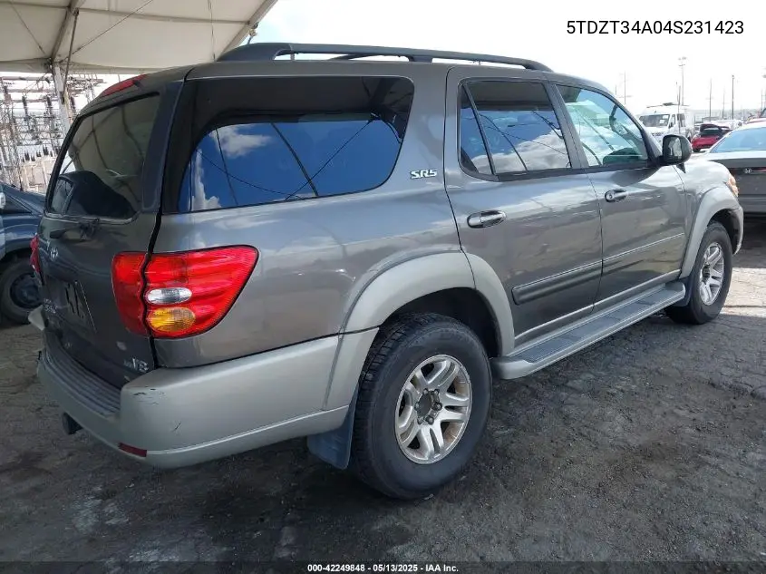 2004 Toyota Sequoia Sr5 V8 VIN: 5TDZT34A04S231423 Lot: 42249848