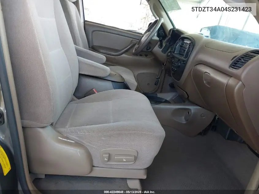 2004 Toyota Sequoia Sr5 V8 VIN: 5TDZT34A04S231423 Lot: 42249848