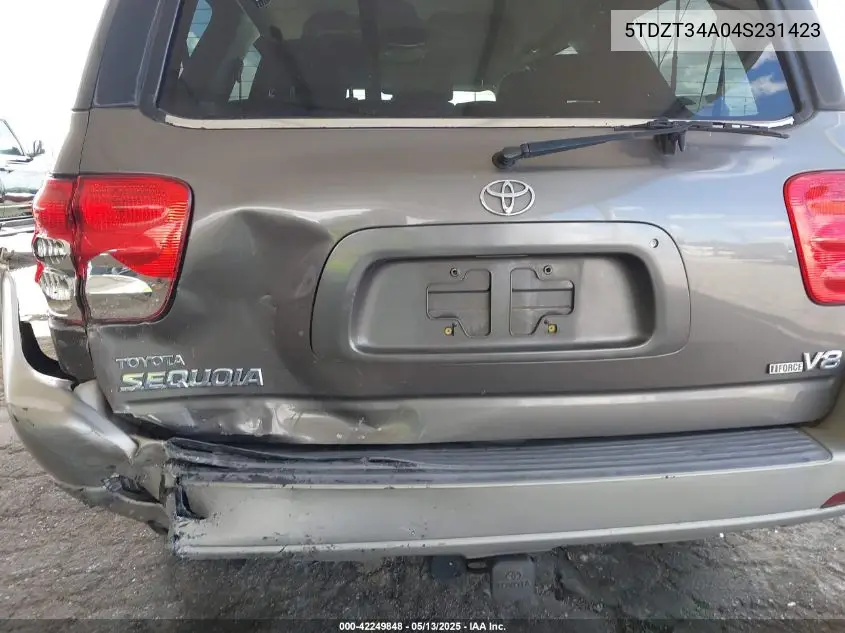 2004 Toyota Sequoia Sr5 V8 VIN: 5TDZT34A04S231423 Lot: 42249848