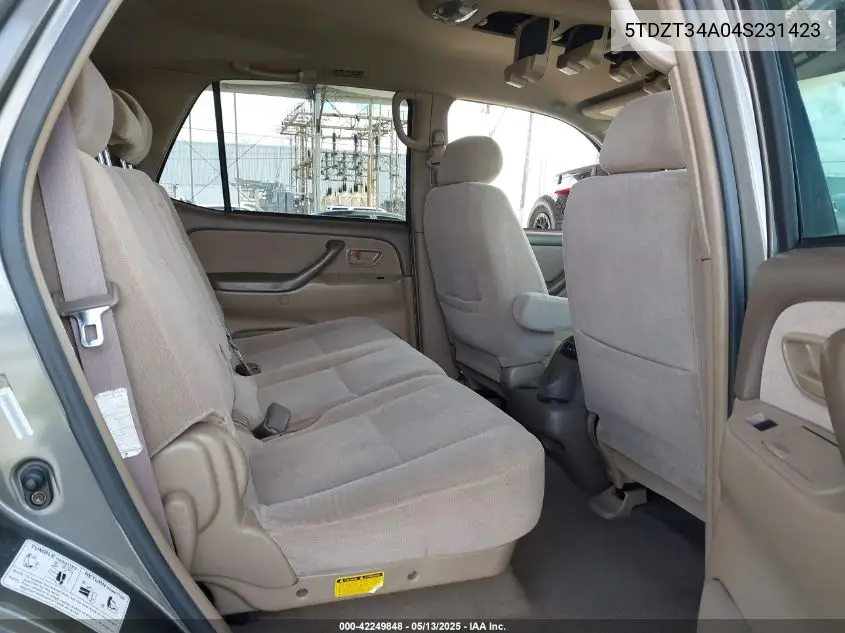 2004 Toyota Sequoia Sr5 V8 VIN: 5TDZT34A04S231423 Lot: 42249848