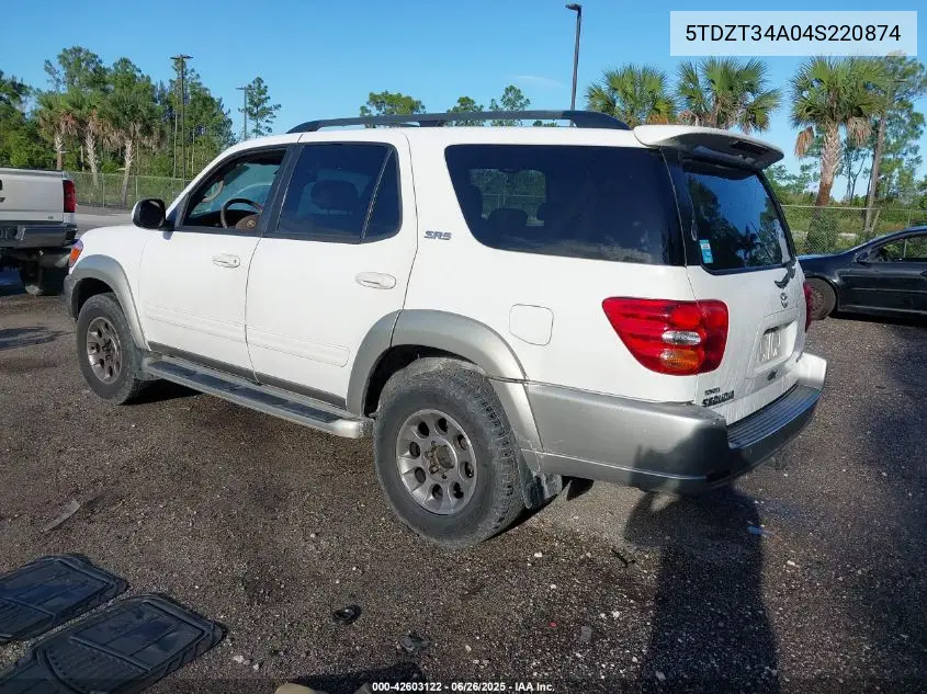 2004 Toyota Sequoia Sr5 V8 VIN: 5TDZT34A04S220874 Lot: 42603122