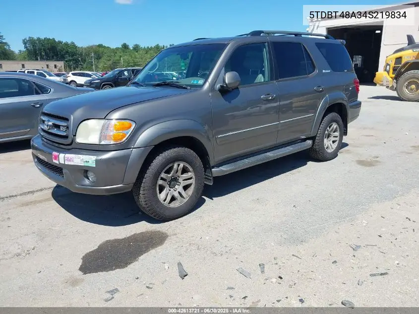 2004 Toyota Sequoia Limited V8 VIN: 5TDBT48A34S219834 Lot: 42613721