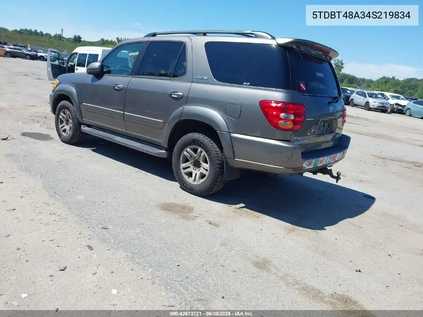 2004 Toyota Sequoia Limited V8 VIN: 5TDBT48A34S219834 Lot: 42613721