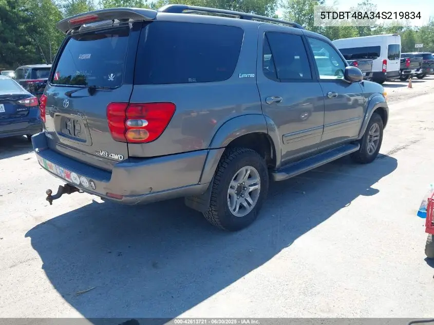 2004 Toyota Sequoia Limited V8 VIN: 5TDBT48A34S219834 Lot: 42613721