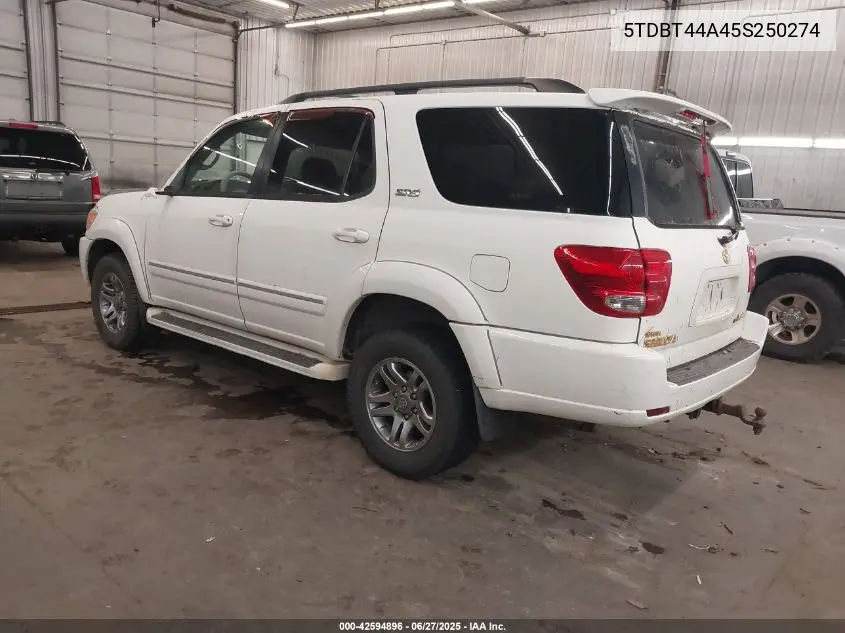 2005 Toyota Sequoia Sr5 V8 VIN: 5TDBT44A45S250274 Lot: 42594896