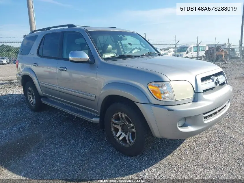 2007 Toyota Sequoia Limited V8 VIN: 5TDBT48A67S288019 Lot: 42610330