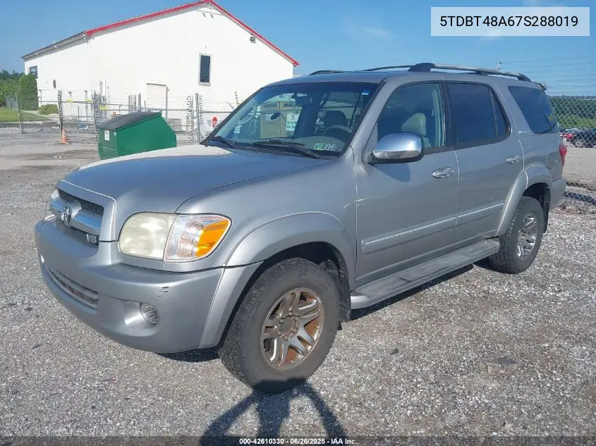 2007 Toyota Sequoia Limited V8 VIN: 5TDBT48A67S288019 Lot: 42610330