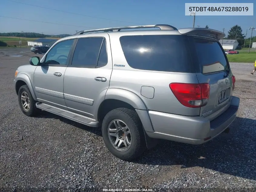 2007 Toyota Sequoia Limited V8 VIN: 5TDBT48A67S288019 Lot: 42610330