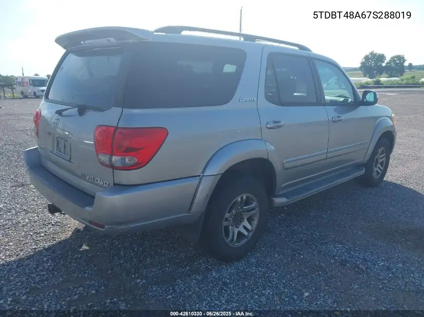 2007 Toyota Sequoia Limited V8 VIN: 5TDBT48A67S288019 Lot: 42610330