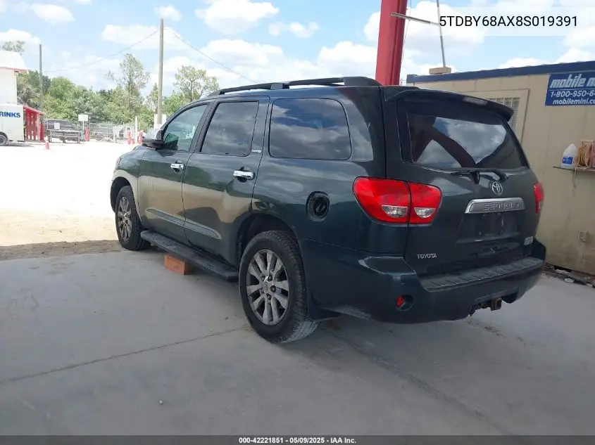 2008 Toyota Sequoia Limited 5.7L V8 VIN: 5TDBY68AX8S019391 Lot: 42221851