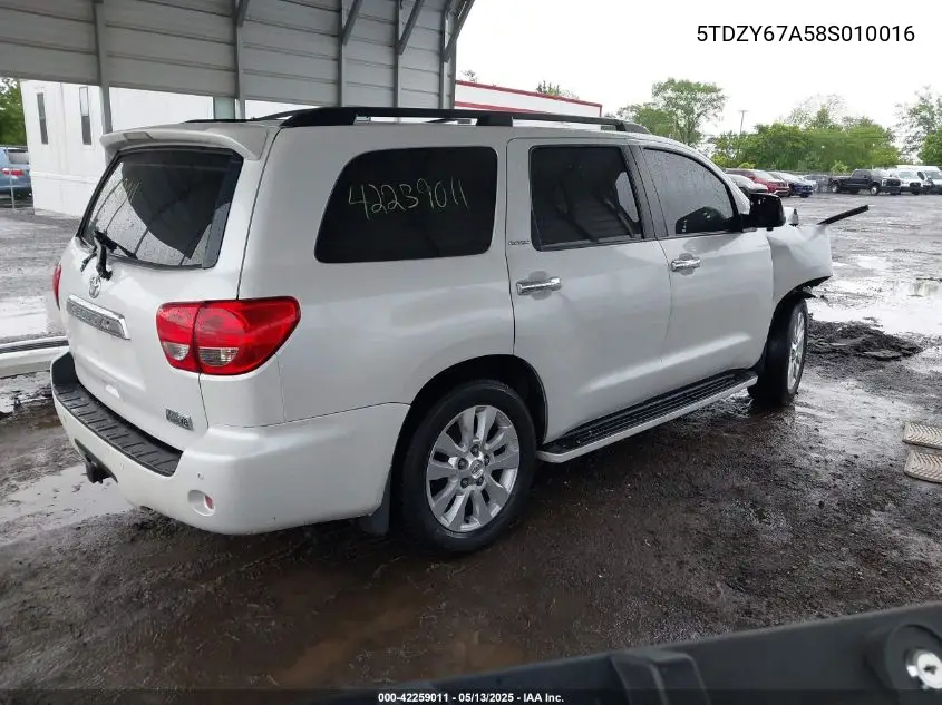 2008 Toyota Sequoia Platinum 5.7L V8 VIN: 5TDZY67A58S010016 Lot: 42259011