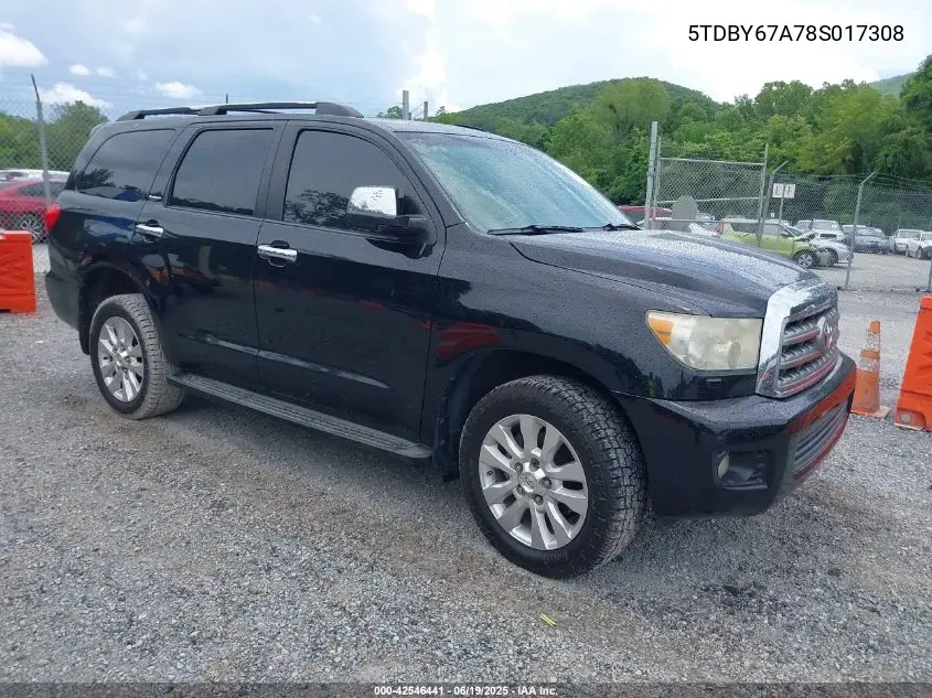 2008 Toyota Sequoia Platinum 5.7L V8 VIN: 5TDBY67A78S017308 Lot: 42546441