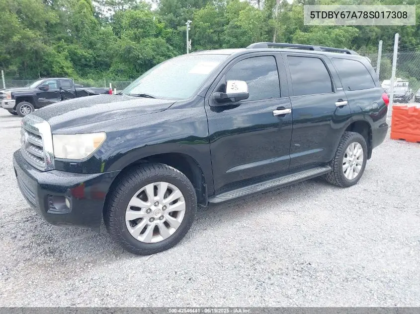 2008 Toyota Sequoia Platinum 5.7L V8 VIN: 5TDBY67A78S017308 Lot: 42546441