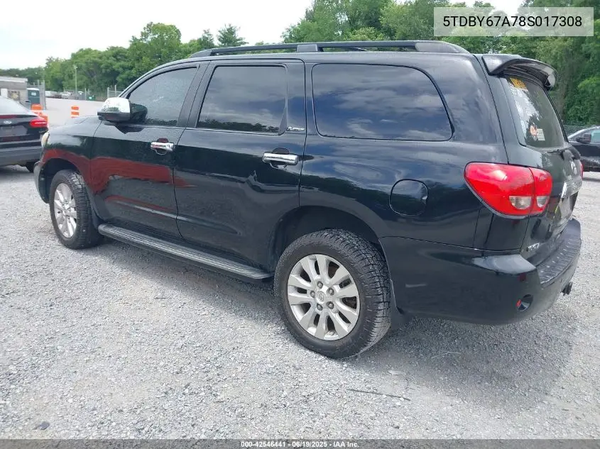 2008 Toyota Sequoia Platinum 5.7L V8 VIN: 5TDBY67A78S017308 Lot: 42546441