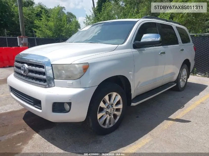 2008 Toyota Sequoia Platinum 5.7L V8 VIN: 5TDBY67AX8S011311 Lot: 42590991