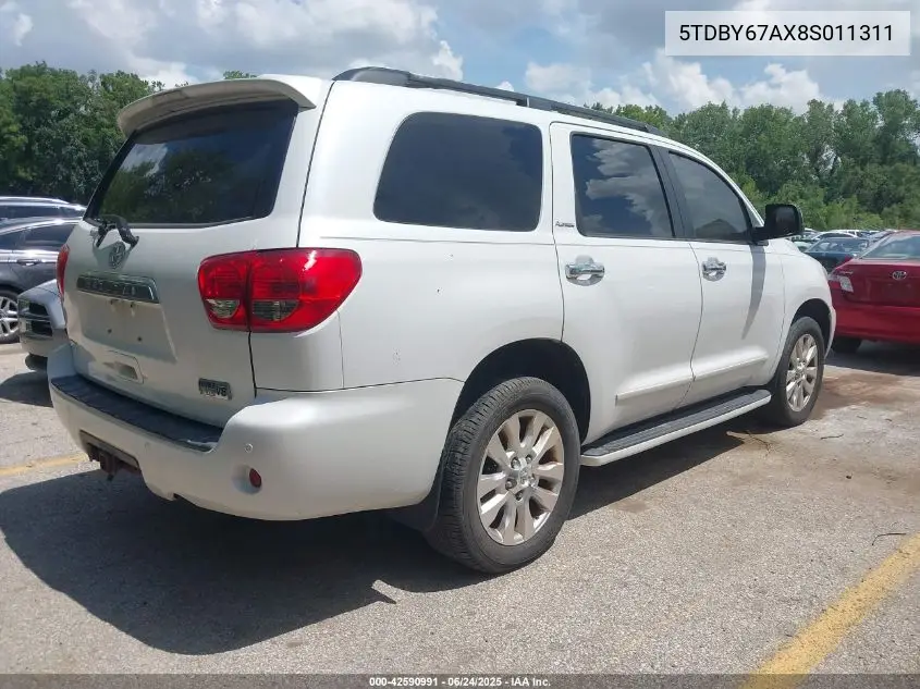2008 Toyota Sequoia Platinum 5.7L V8 VIN: 5TDBY67AX8S011311 Lot: 42590991
