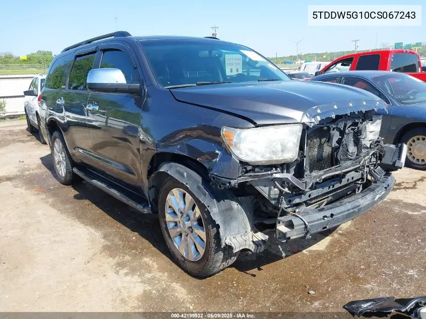 2012 Toyota Sequoia Platinum 5.7L V8 VIN: 5TDDW5G10CS067243 Lot: 42199932