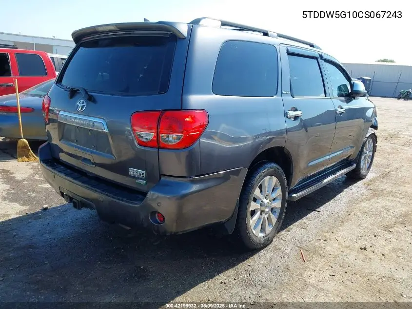 2012 Toyota Sequoia Platinum 5.7L V8 VIN: 5TDDW5G10CS067243 Lot: 42199932