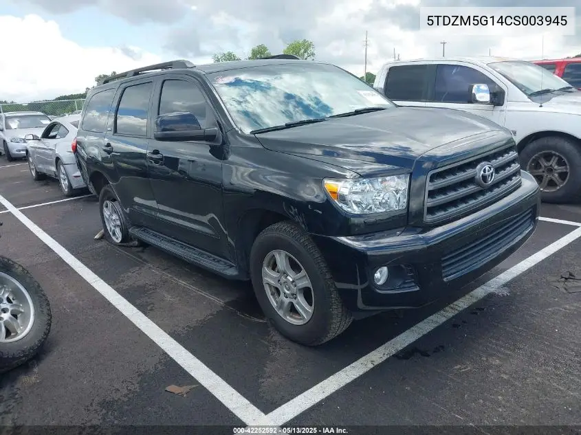 2012 Toyota Sequoia Sr5 4.6L V8 VIN: 5TDZM5G14CS003945 Lot: 42252592